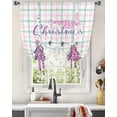 thumbnail image 3 of Purple Pink Christmas Tree Tie Up Curtains for Window, Xmas Snowflake Plaid Thermal Insulted Balloon Shade Adjustable Rod Pocket Curtains Valance Panels for Kitchen Bathroom Café 42 x 45, 3 of 7