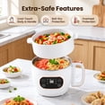 thumbnail image 4 of ICETear Electric Hot Pot and Low Sugar Rice Cooker, Portable Mini Cooking Pot with Foldable Handle, Titanium Non-Stick Inner Pot and 6 Smart Menus, Off-White, 4 of 8