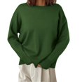 thumbnail image 1 of Gibobby Suéter mujer redondo de Color sólido Europa y América 2023 Otoño/Invierno suéter de punto de cuello redondo informal versátil(Verde,CH), 1 of 3