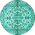 thumbnail image 1 of Ahgly Company Indoor Round Medallion Turquoise Blue Traditional Area Rugs, 4' Round, 1 of 4