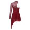 thumbnail image 2 of YONGHS Women One Shoulder Split Mesh Lyrical Dance Dress Ballet Skating Leotard Dress Burgundy XL, 2 of 7