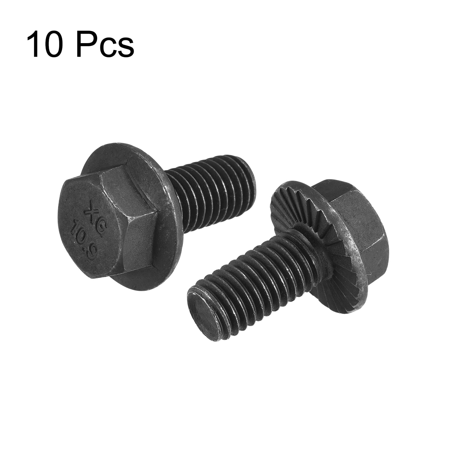 Unique Bargains Hex Serrated Flange Bolts Durable Carbon Steel Screw Hardware M10-1.5x20mm