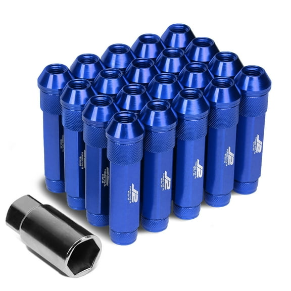 J2 Engineering LN-T7-027-15-BL J2 Engineering 7075 -T6 Forged Aluminum M12 x 1.5 20 Pcs 90mm Open End Lug Nut Set w/ Adapter ( Blue )