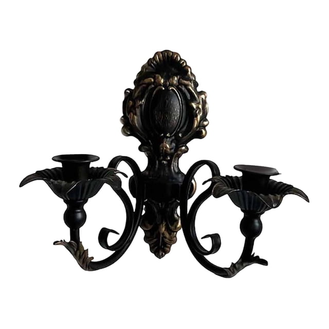 Candelabro de pared decorativo, candelabro de hierro para velas negro