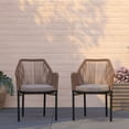 thumbnail image 5 of Merrick Lane Outdoor Furniture Sets 2 Piece Natural All-Weather Woven Patio Chairs With Ivory Cushions, 5 of 18