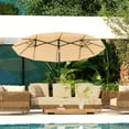 thumbnail image 2 of Outsunny Parasol de Patio Double Face de 9,7 Pieds avec Inclinaison, Parasol d'Extérieur, Brun, 2 of 10