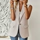 thumbnail image 4 of Chaleco Chaleco sin mangas para mujer Chaleco de verano de ajuste holgado Chaleco con bolsillos Traje diario Cgtredaw Beige T S para Mujer, 4 of 6
