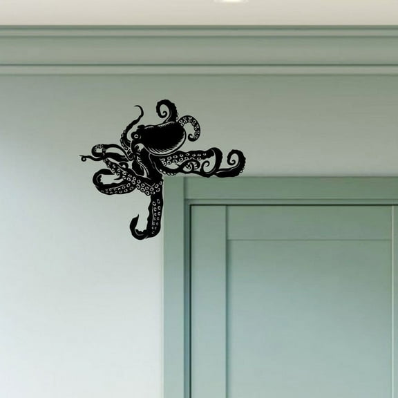 Handmadetneonsign Octopus Door Corner Sign, Sea Animal Metal Door Topper, Octopus House Wall Decor 53045