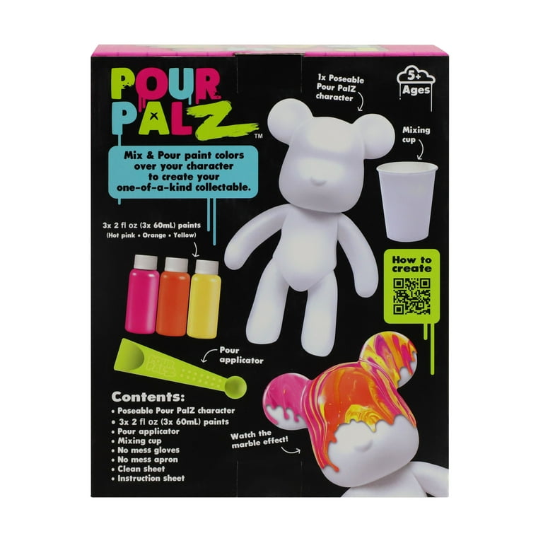 Pour Palz 9” Bear, Mango Sunset, DIY Paint & Pour Craft Kit for