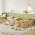 thumbnail image 4 of Jopath Queen Size Floor Bed Frame,Montessori Bed with Guardrails and Door,Rubber Wood Floor Bed with Slatted Base,for Kids,Boys,Girls Natural, 4 of 9