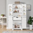 thumbnail image 2 of Tcbosik 67.4" Tall Pantry Cabinet with Drawer & 4 Doors, Versatile Storage Cabinet with Adjustable Shelves for Kitchen, Laundry Room, Living Room, Bathroom, White, 2 of 10
