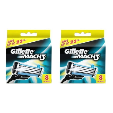 Gillette Mach3 Refill Razor Blade Cartridges, 16 Count (8ctX2)