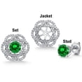 thumbnail image 5 of Gem Stone King 925 Sterling Silver Green Created Emerald White Moissanite Earrings for Women (2.72 Cttw, Gemstone May Birthstone, Round 6MM, Leverback), 5 of 6