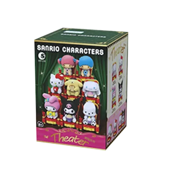 MINISO Sanrios Family Theater Blind Box Hellokittys Cinnamoroll Kuromi My Melody Pochacco Doll Model Toys Cartoon Figurines