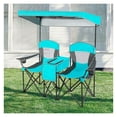 thumbnail image 5 of Folding Camping Chair with Canopy & Cooler - Portable Double Sunshade Chair with Cup Holder - Outdoor Beach Chairs for 2 Adults, 5 of 9
