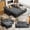Chenille Dark Grey, variant on 77" Queen Size Sofa Bed, Loveseat Sleeper Sofa with Pull Out Bed, Pockets and USB, Modern 2 Seater Convertible Small Couch for Living Room Bedroom Apartment, Brown