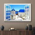 thumbnail image 2 of wall26 Canvas Print Wall Art Window View of Blue Buildings in Greece Nature Wilderness Photography Realism Rustic Landscape Colorful Vibrant for Living Room, Bedroom, Office - 12"x18", 2 of 5