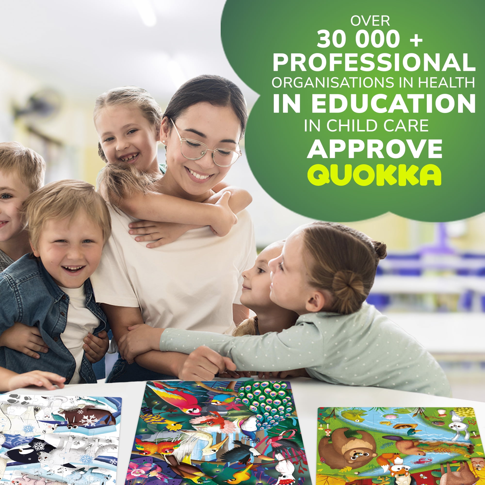 Quokka 60-Piece Jigsaw Puzzle Set – 4-Pack Animal-Themed Puzzles for Kids Ages 4-8, Educational Toy