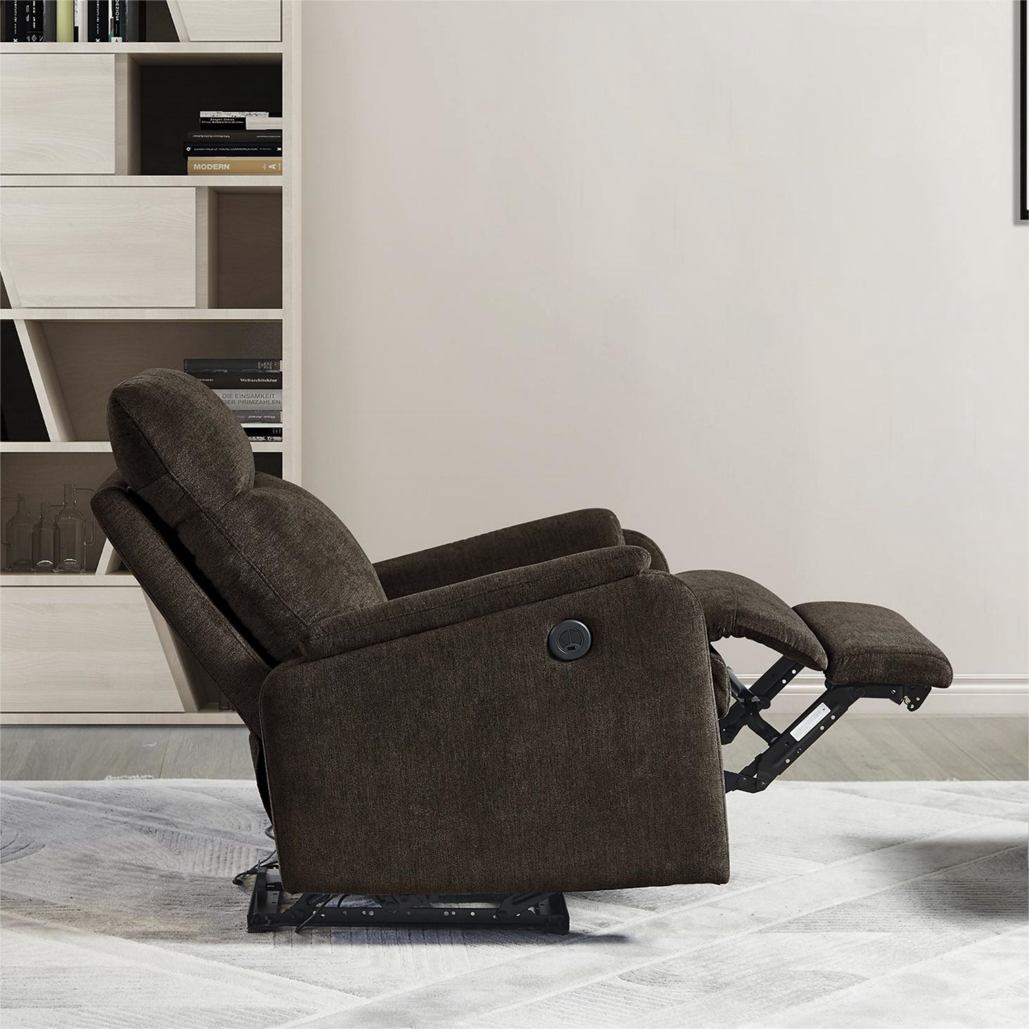 DEALTOPS Power Recliner Chair with USB Ports, Recliner Single Chair with Adjustable Footrest, Dark Brown