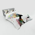 thumbnail image 3 of Floral Duvet Cover Set, Lady Holding a Bird Nature Themed Colorful Hairstyle, Bedding Set with Shams and Fitted Sheet, 3 Sizes, by Ambesonne, 3 of 3