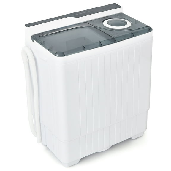Gymax Portable Semi-automatic Washing Machine 26 lbs Twin Tub Laundry Washer Grey