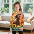 thumbnail image 3 of Psesaysky Brown Horse Sunflower Print Long Hoodie Sweatshirts for Girls - Soft Long Sleeve Pullover Hoodie Dress Stylish Fall Winter Shirt for 7-8 Years, 3 of 7