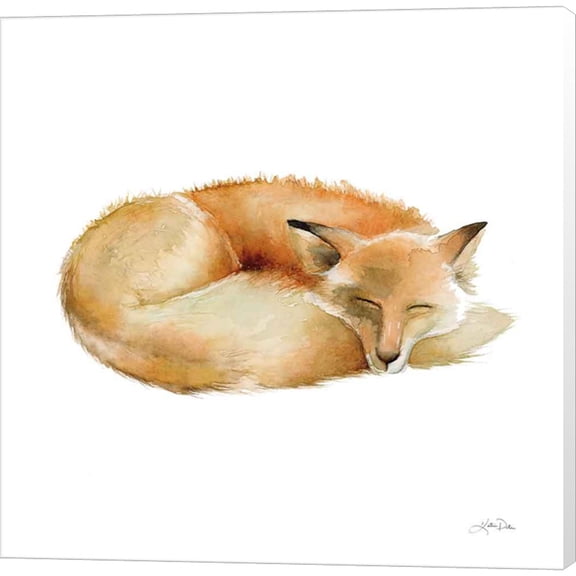 Great Art Now Sleeping Fox on White by Katrina Pete, Canvas Wall Art, 12W x 12H