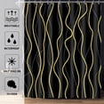 thumbnail image 5 of Black and Gold Striped Shower Curtain Modern Abstract Minimalist Wavy Shower Curtain Waterproof Polyester Fabric Bathroom Decor Shower Curtain Set, 72 x 72 Inches, 5 of 5