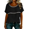 thumbnail image 3 of Delayuji Women's Linen Tshirt Crew Neck Short Sleeve Casual Tee Soft Comfy Versatile Top Summer Daily Wear, 3 of 6