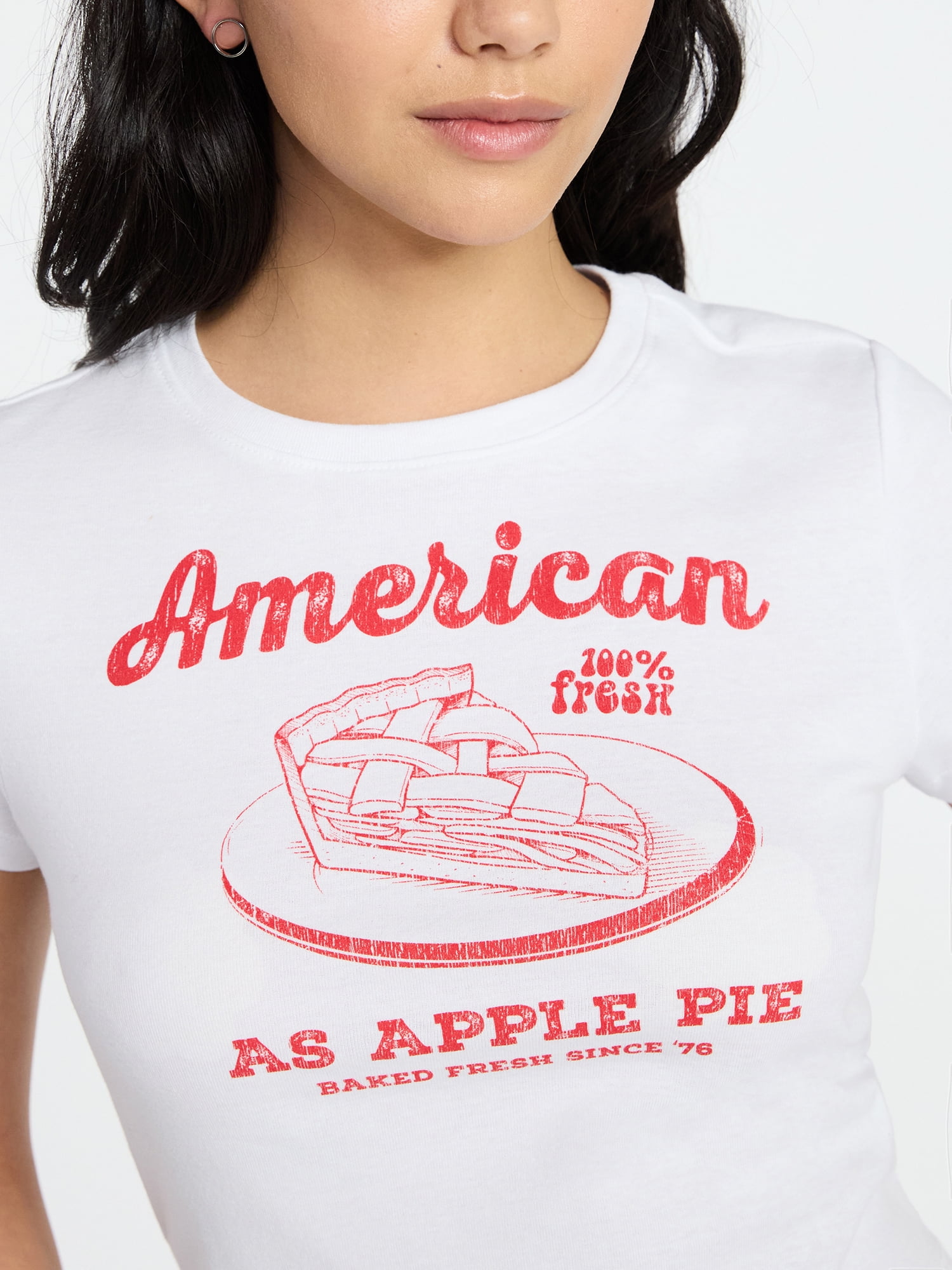 No Boundaries Americana Graphic Baby Tee, Women's and Women's Plus XXS-4X