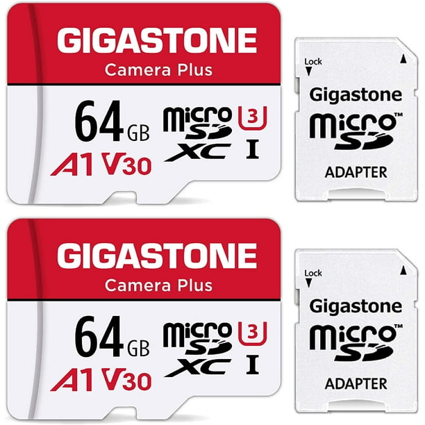 Lot de 2 cartes micro SD Giga 64 Go, caméra Plus, compatible Nintendo Switch,  haute vitesse 95 Mo/s, enregistrement vidéo 4K, 