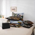 thumbnail image 6 of Manfei Cool Motorcycle 7-Piece Twin Bedding，Grid Pattern Bedding Comforter Set，Brown,Black Reversible, 6 of 7