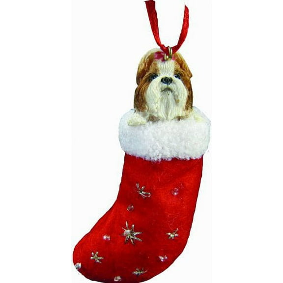 Shih Tzu Christmas Stocking Ornament with "Santa's Little Pals" Hand Painted