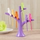 thumbnail image 3 of EeaseMX 6 tenedores de fruta de plástico con forma de pájaro y 1 palillo de dientes con forma de árbol para decoración de fiestas (morado), 3 of 7