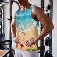 thumbnail image 5 of Pofeuu Tropical Beach With Starfish Print Men's Workout Tank Tops Sleeveless Muscle Gym Shirt Quick Dry-Medium, 5 of 7