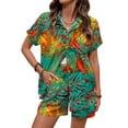 thumbnail image 5 of Youpwaven Women's 2-Piece Hawaii Vacation Set, Tropical Floral Print Short Sleeve Shirt and Shorts, Summer Beach Holiday Button Down Outfit, Casual Loose Fit Loungewear, 5 of 7