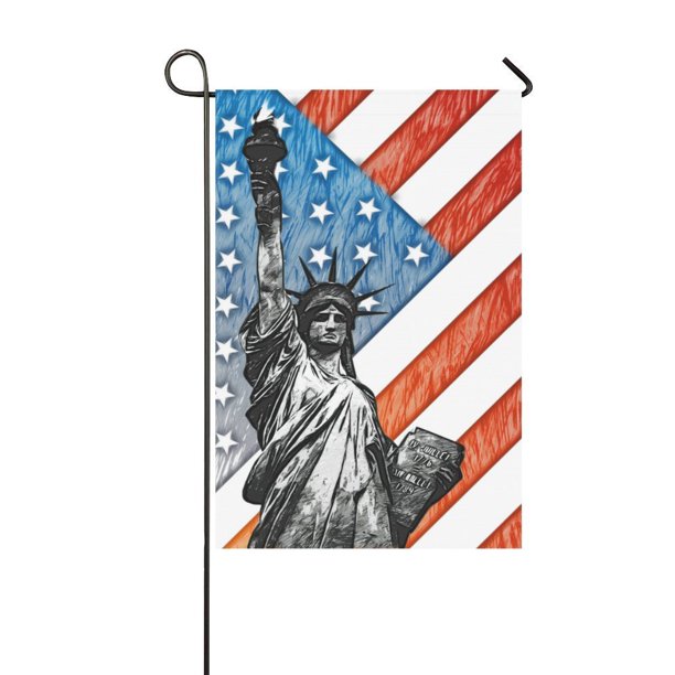 Mypop American Statue Of Liberty Garden Flag House Banner 12 X 18 Inch Com Mypop American Statue Of Liberty Garden, Statue Of Liberty Garden Flag