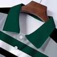 thumbnail image 5 of Fnnxeal Mens Polo Shirts Button Casual Striped Short Sleeve Summer Collared Polo Green Shirts for Men Size L, 5 of 7