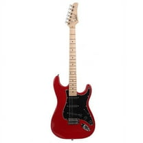 Fithood Glarry GST Stylish Electric Guitar Kit with Black Pickguard Red