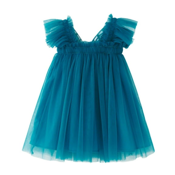 QQAMB Toddler Baby Girls Butterfly Wings Dress Sleeveless A-Line Tulle Princess Dress Birthday Party Tutu Summer Dresses