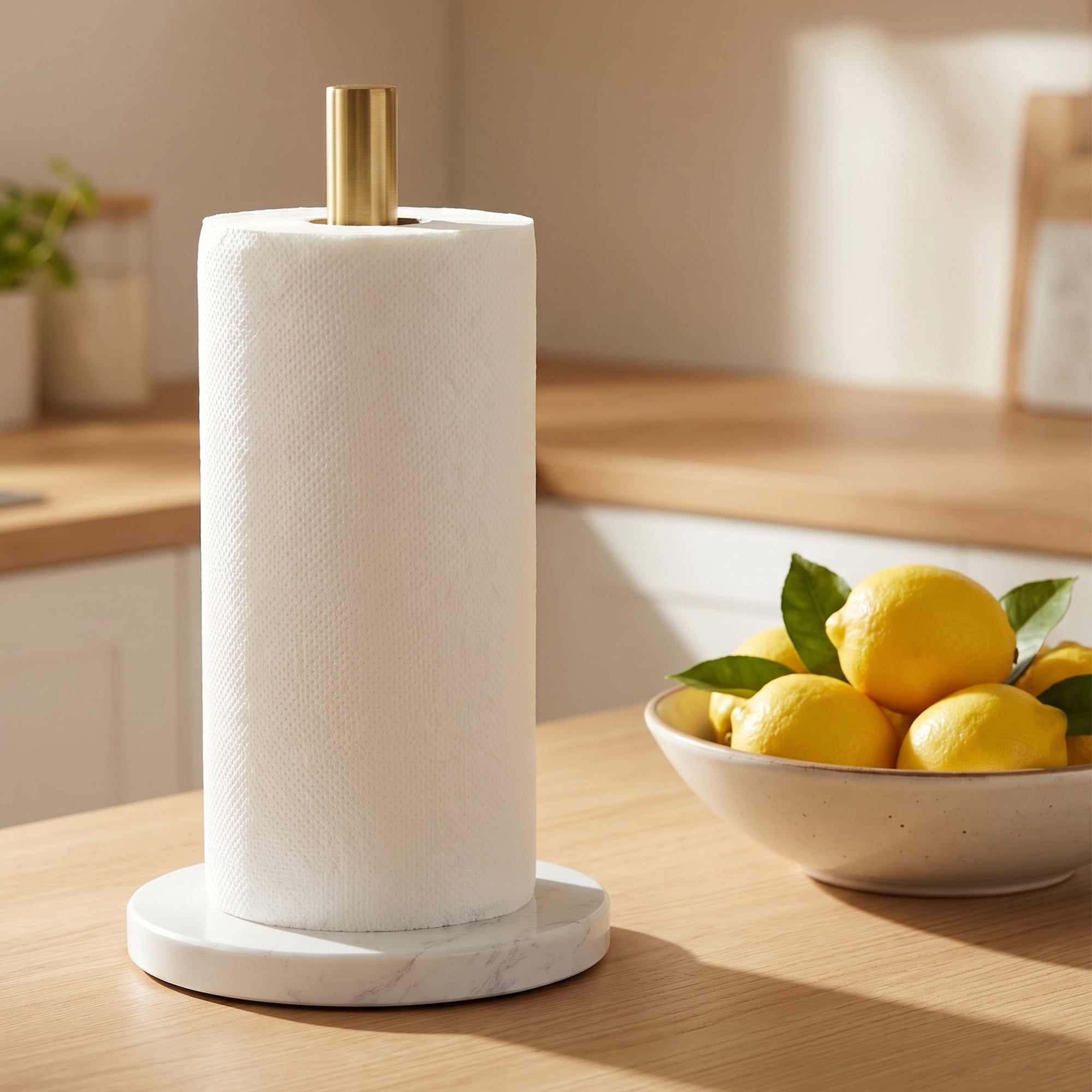 Unique Bargains Non Slip Base Paper Towel Holder Gold D 12.2x6.1inch