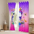 thumbnail image 3 of Erosebridal Cute Unicorn Blackout Curtains Set of 2 (52x84 Each)，Colorful Flowers Watercolor Splatter Ink Window Curtains For Kids Girls, 3 of 7