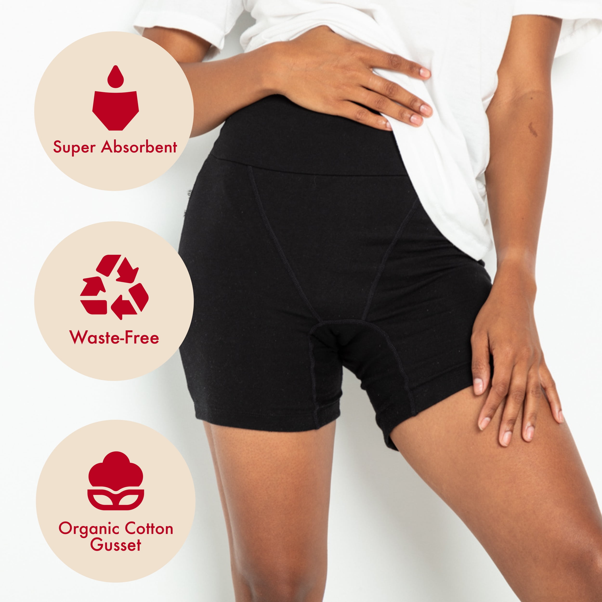 The Period Company. Organic Cotton Sleeper Period Underwear for Heavy Flows, Black