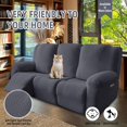 thumbnail image 3 of Recliner Sofa Covers - Stretch Reclining Couch Covers with Stripe Jacquard - 3 Seat Cushion Slipcovers with Soft Fabric - Furniture Protector for Pet Kid (Dark Gray), 3 of 16