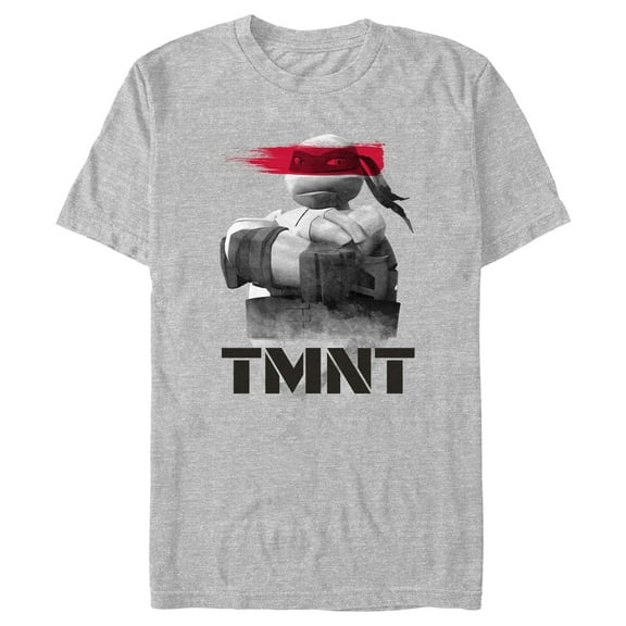 Men's Teenage Mutant Ninja Turtles Black-and-White Raphael TMNT Logo Graphic Tee Athletic Heather Small