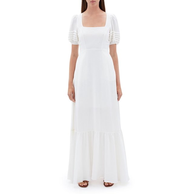 Jonathan Simkhai Jazmine Puff Sleeve Cover Up Maxi Dress, Medium, Beige