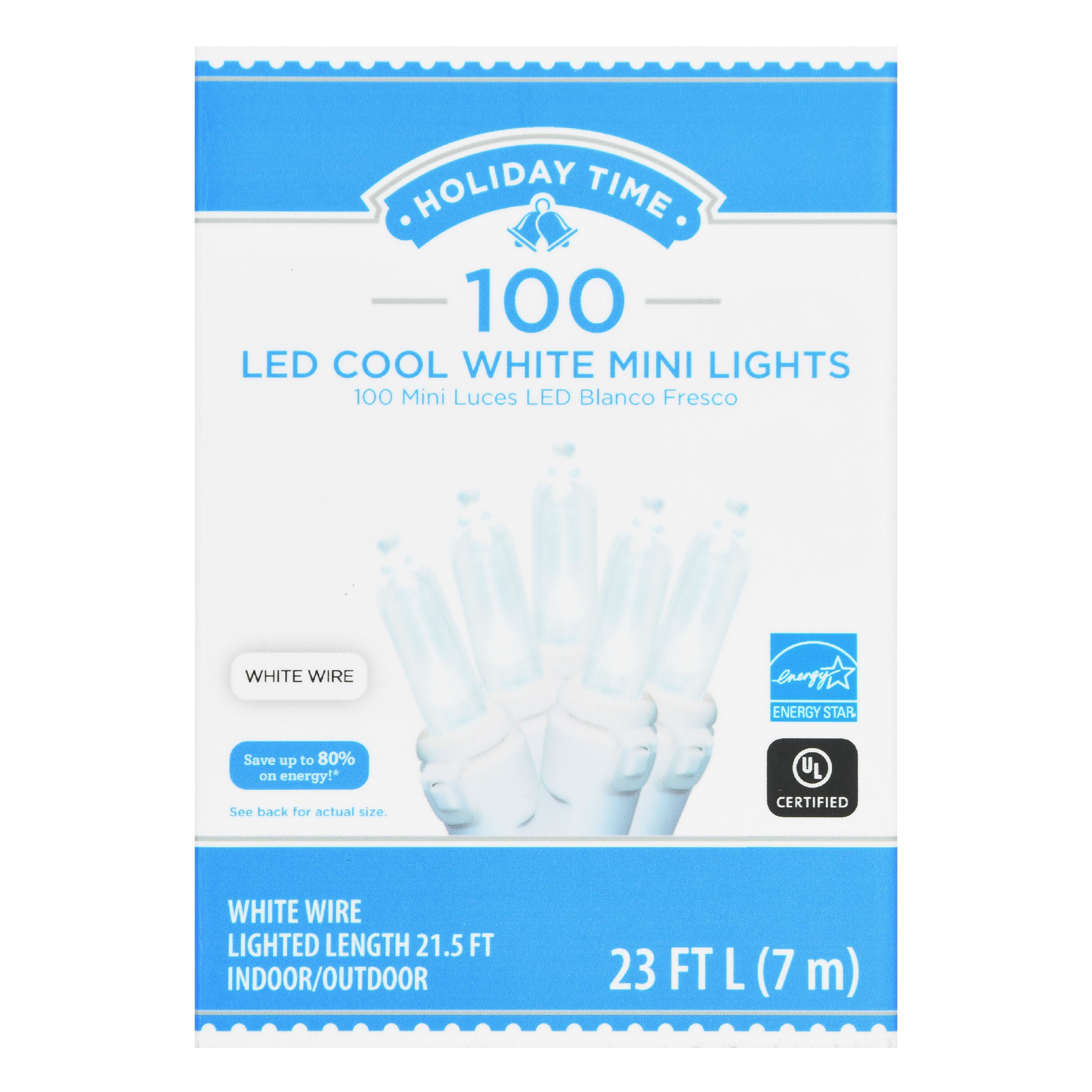 Lot of 12 Holiday Time 50 LED COOL WHITE Mini Lights  *WHITE WIRE*  Wedding NEW 