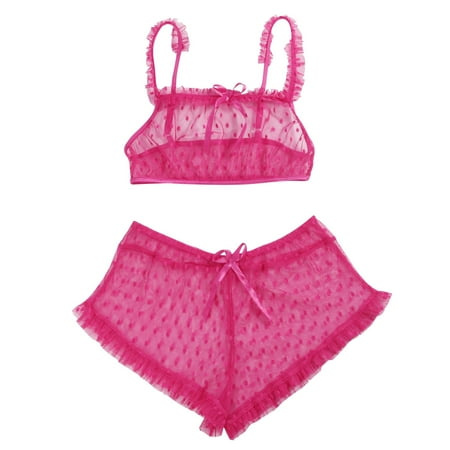 

Frehsky underwear women Lingerie Lace Thong Underwear Sleepwear Bow Tie New Fashion Hot Pink