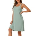 thumbnail image 4 of INSPIRE CHIC Vestido de pijama sin mangas para mujer, quimono de modal, camisones, camisetas de noche, vestidos de noche con tirantes, color verde, 4 of 6