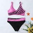thumbnail image 3 of WOXINDA Women's Fashion Summer Two Piece Bikini Splicing Striped Swimwear Swimsuit Sunflower Swimsuit Top, 3 of 8